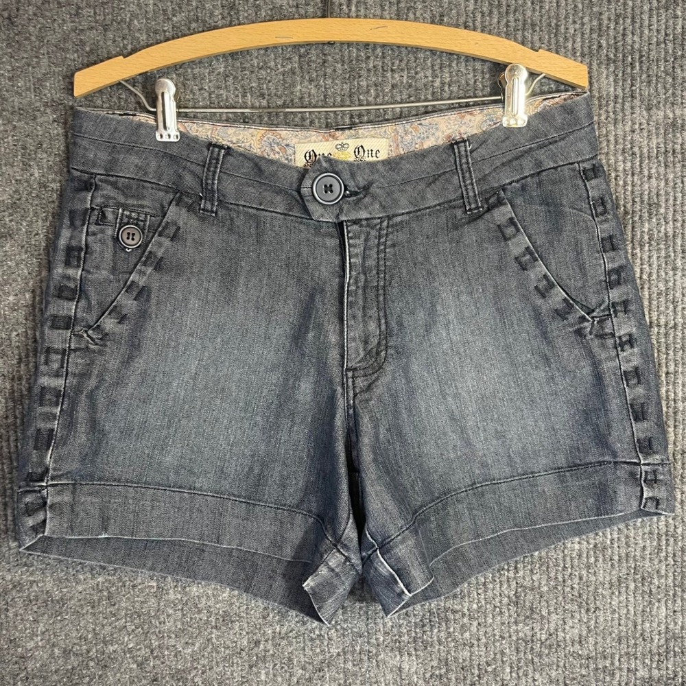 One 5 One Chambray Shorts Womens 8 Stitching Trousers Sailor Indie Sleaze Y2K